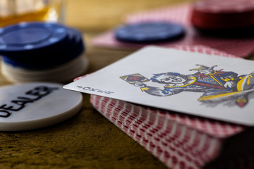 Playing Cards on wooden table