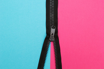 Pink and blue are connected zip
