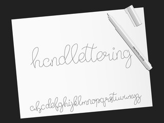 Font. Script. Handwritten calligraphy alphabet typeface