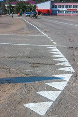 Fresh road markings