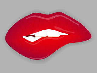 Sexy biting lips. Vector illustration.