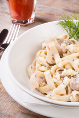 Prepared tagliatelle pasta