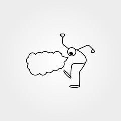 Cartoon icon of sketch stick figure angry