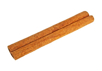 Single cinnamon stick isolated on white background