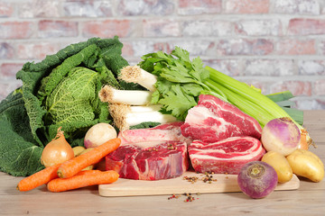 Beef and vegetables for the preparation of pot-au-feu