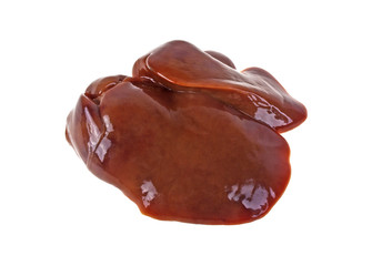 Raw chicken liver isolated on white background