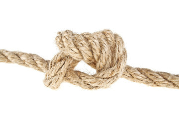 Close up of a rope on white background