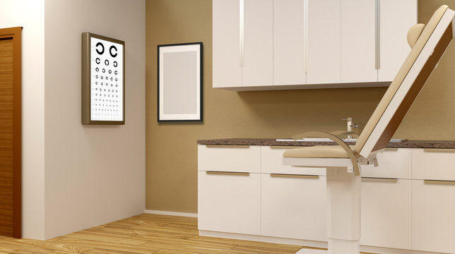 Routine eye exams. 3D rendering