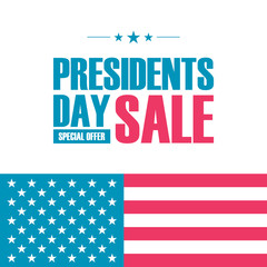 Presidents Day Sale special offer banner for business, promotion and advertising. Vector illustration.