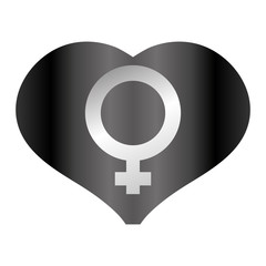 Obraz premium Shape heart with female symbol icon, vector illustration