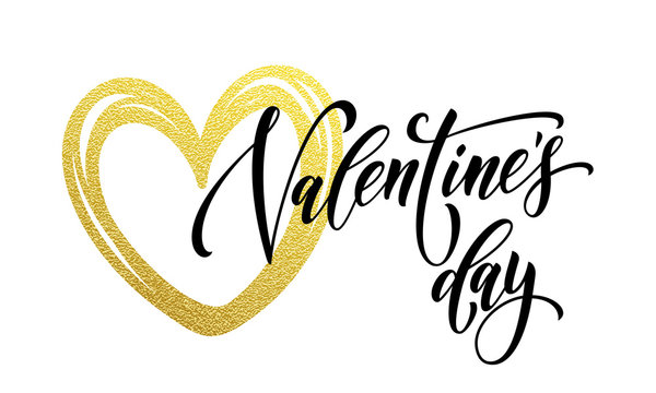Love Valentine heart gold glitter text card