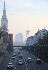 Fototapeta na wymiar the road motion in Bratislava