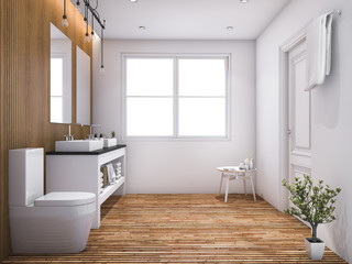 Fototapeta na wymiar 3d rendering contemporary wood toilet with light from window