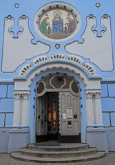 Fototapeta premium The main entrance of art-deco St. Elisabeth church in Bratislava