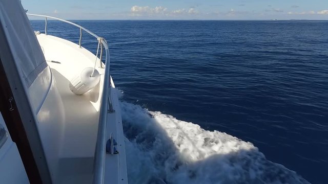 slow motion open blue water viewed from Yacht in virgin islands