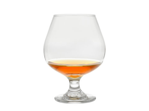 Cognac glass with brandy isolated on white background