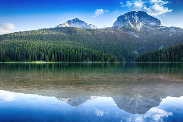 Montenegro, national park Durmitor, mountains and clouds. nature travel background