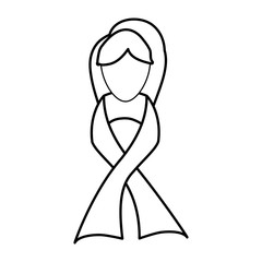 Obraz na płótnie Canvas figure breast cancer ribbon with the head of woman icon image