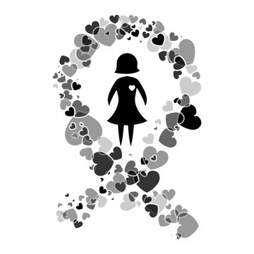 recommend clip art: black breast cancer heart woman design icon