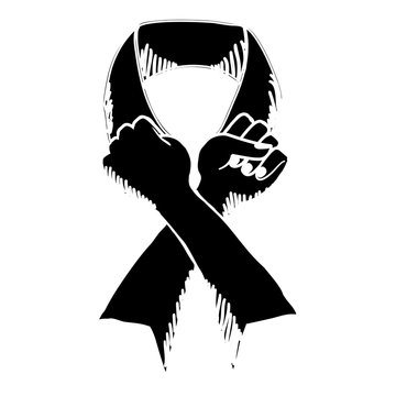 recommend clip art: black hand making the symbol breast cancer, vector illustration