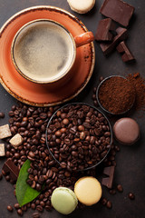 Coffee cup and beans