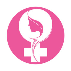emblem breast cancer ribon with woman symbol image design