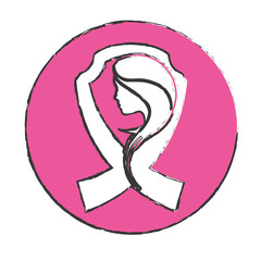 emblem breast cancer ribon with woman symbol image design