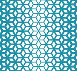 Abstract sacred geometry blue grid halftone cubes pattern