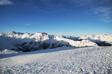 Panorama of the Alps winter morning, Ischgl, Austria