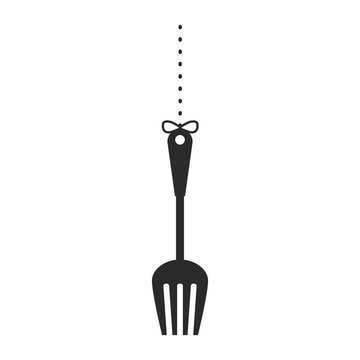 Black carving fork icon image, vector illustration