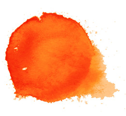 Colorful abstract watercolor circle with splashes and spatters. Modern creative watercolor background for trendy design.