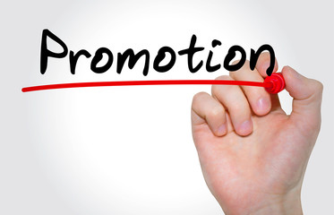 Hand writing inscription Promotion with marker, concept
