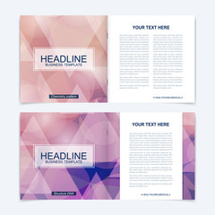Business brochure design template. Vector flyer layout, abstract colorful polygonal background, leaflet, cover, poster.