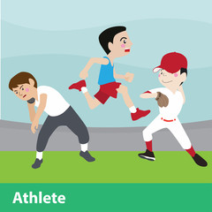 Fototapeta na wymiar Athletic sport vector cartoon illustration set