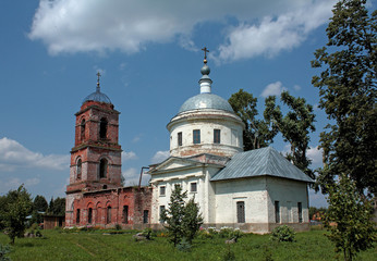 Abandoned church in Russian countryside. Virgin of all sorrows church
