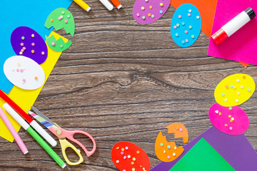 Obraz premium Easter background creative craft. Easter greeting card Easter eg