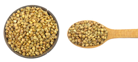 Fototapeta premium Buckwheat in wooden spoon