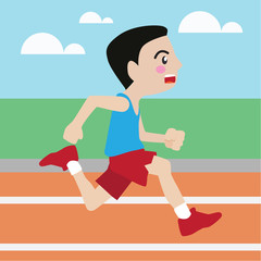 Running athletic sport vector cartoon illustration set