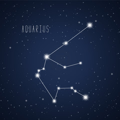 Obraz na płótnie Canvas Vector illustration of Aquarius constellation on the background of starry sky