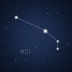 Obraz na płótnie Canvas Vector illustration of Aries constellation on the background of starry sky