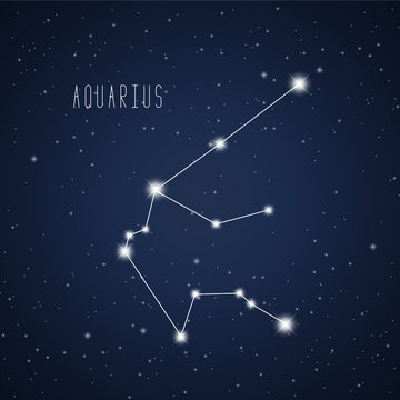 Vector illustration of Aquarius constellation on the background of starry sky