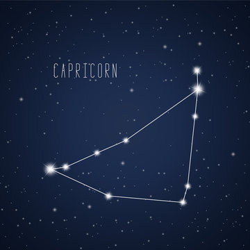 Vector illustration of Capricorn constellation on the background of starry sky