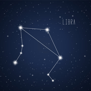 Vector illustration of Libra constellation on the background of starry sky