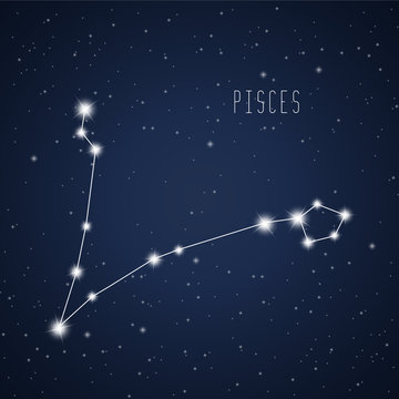 Vector illustration of Pisces constellation on the background of starry sky