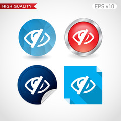 Colored icon or button of blind symbol with background