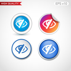 Colored icon or button of blind symbol with background