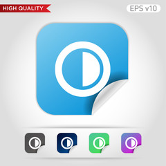 Colored icon or button of contrast symbol with background