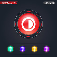 Colored icon or button of contrast symbol with background