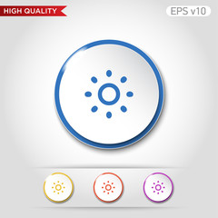 Colored icon or button of brightness symbol with background