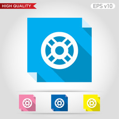Colored icon or button of rescue circle symbol with background